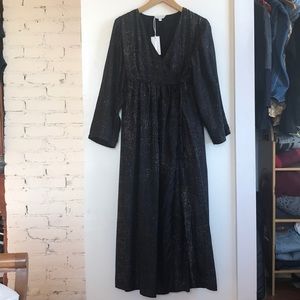 Voloshin Silk Wrap Dress Black & Gold Small